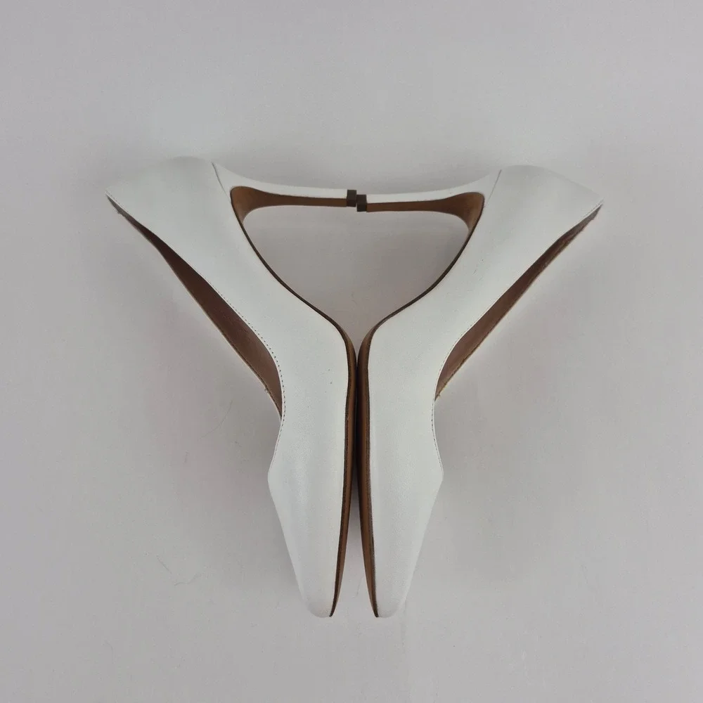 Banana Republic 12-Hour Pump White Leather Pointed Toe Stiletto Heels 8M